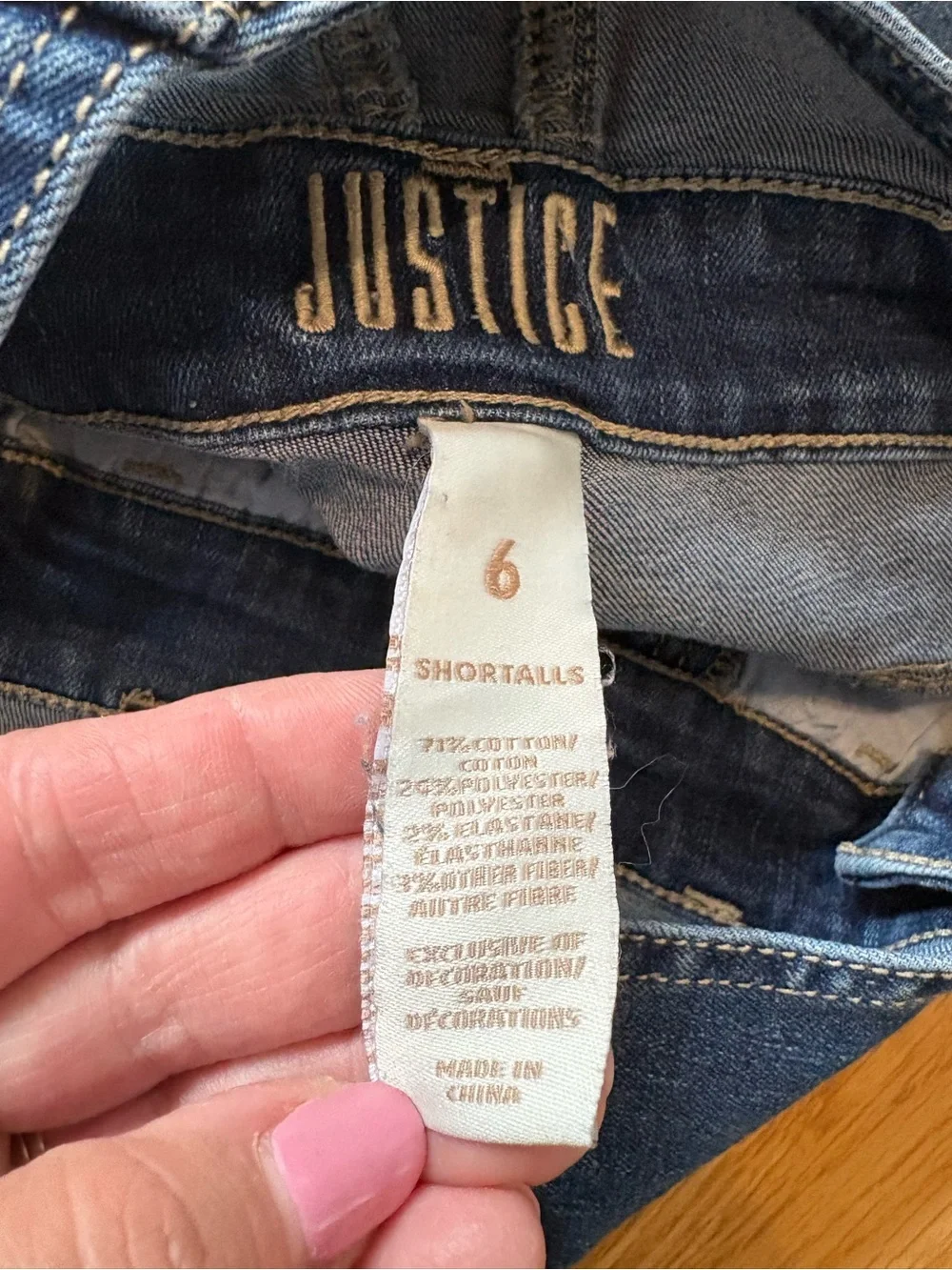 Justice panel denim straps